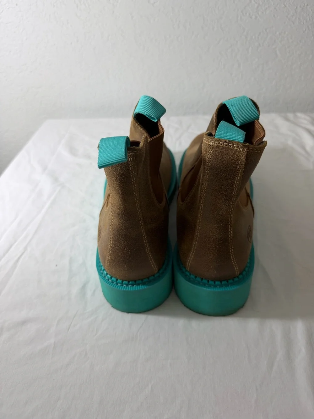 Ariat Brown Leather Chelsea Boots with Teal Soles